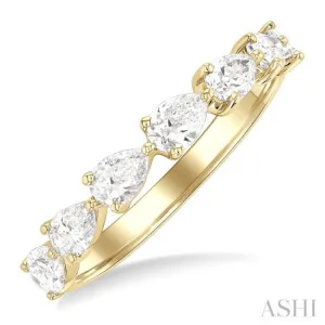 1 Ctw East-West Pear Shape Diamond Fashion Ring in 14K Yellow Gold