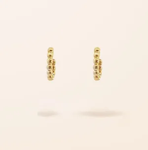 10K Gold Bead Huggie Earrings