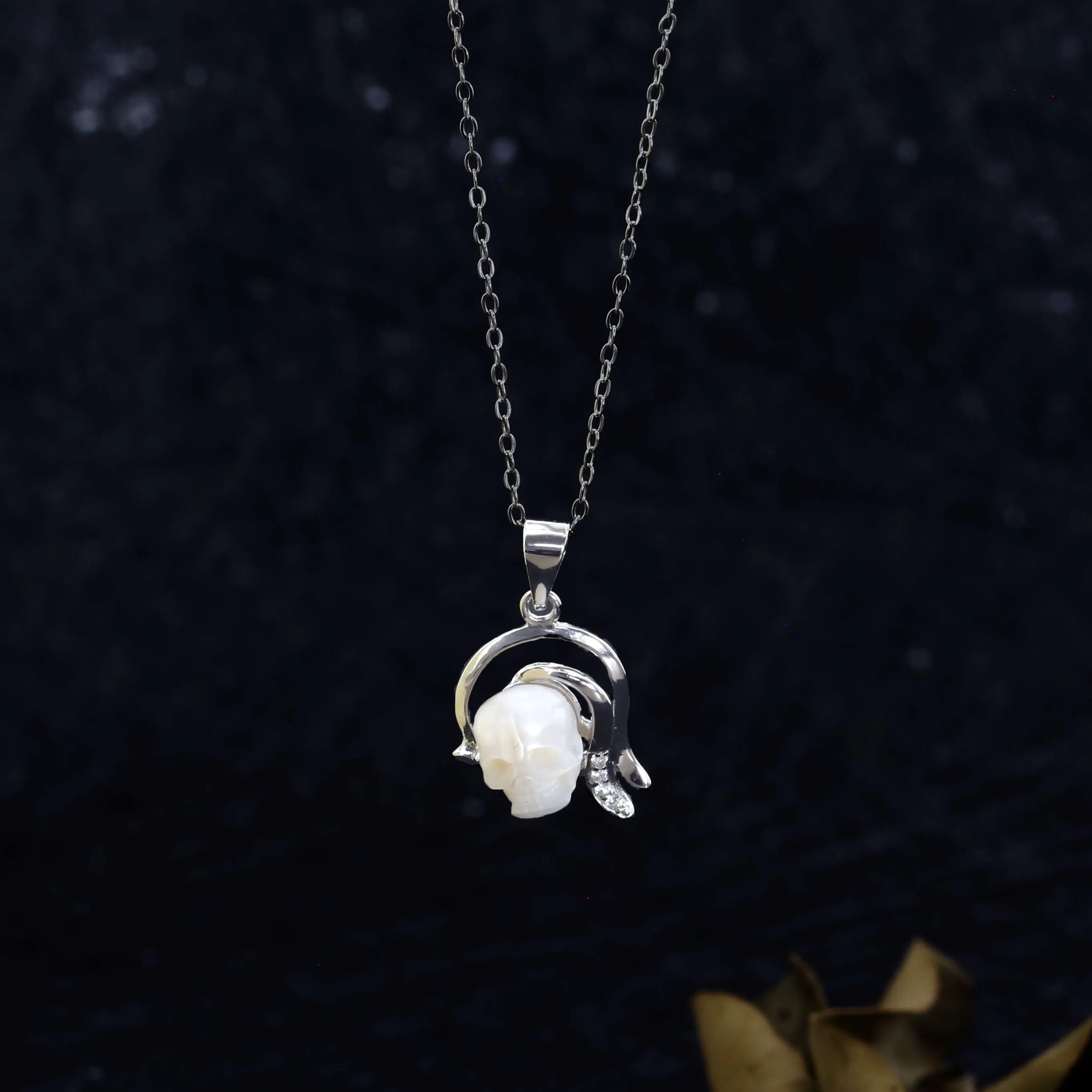 12 Zodiac Signs Capricorn Pearl Skull Necklace