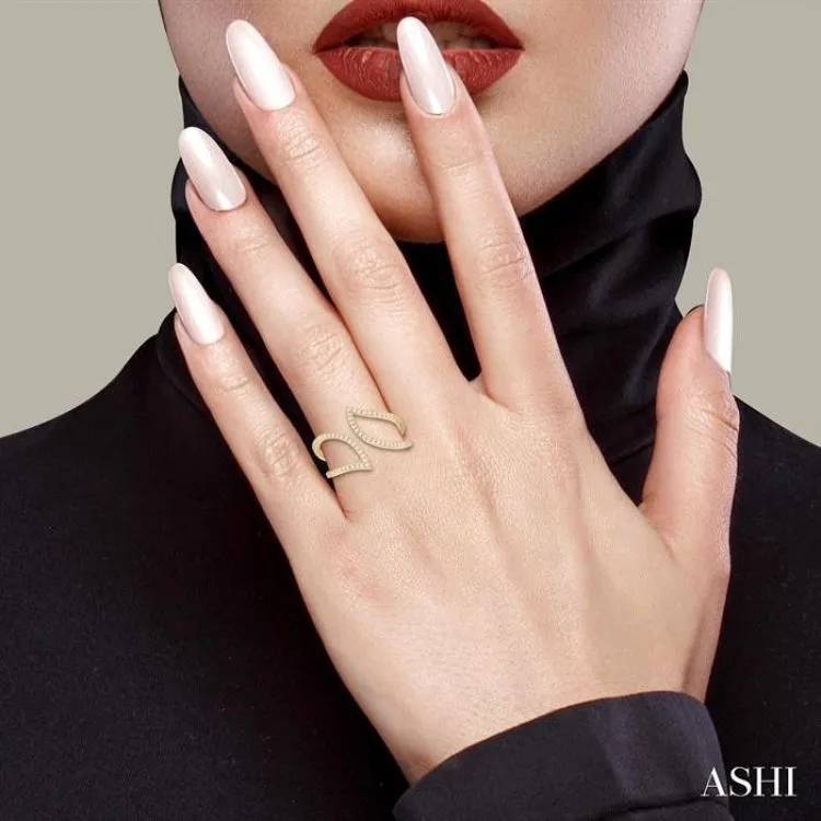 1/4 ctw Bypass Wide Split Leaf Pattern Round Cut Diamond Lightweight Open Fashion Ring in 10K Yellow Gold