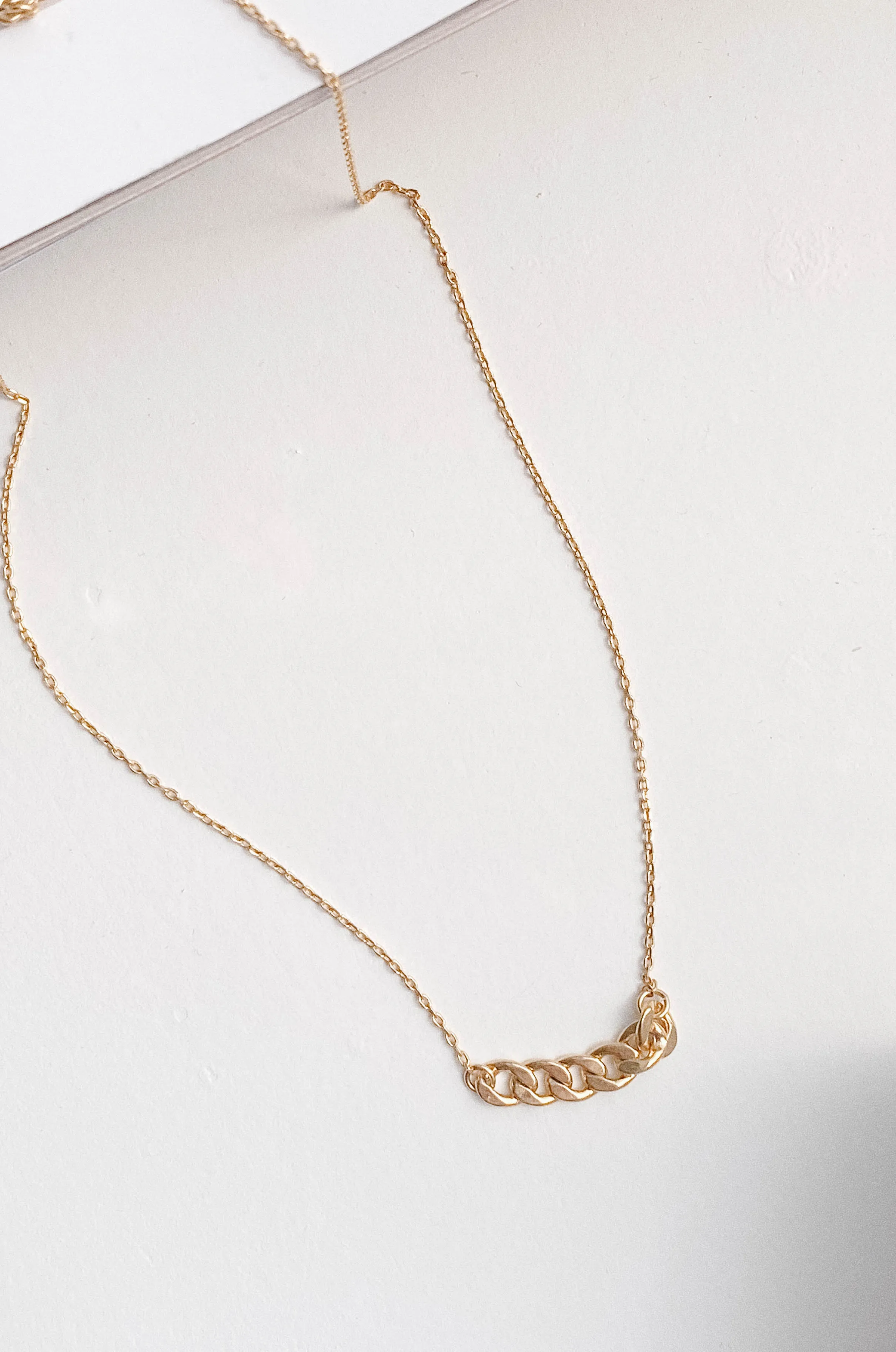 14K Gold Curb Chain Charm Necklace