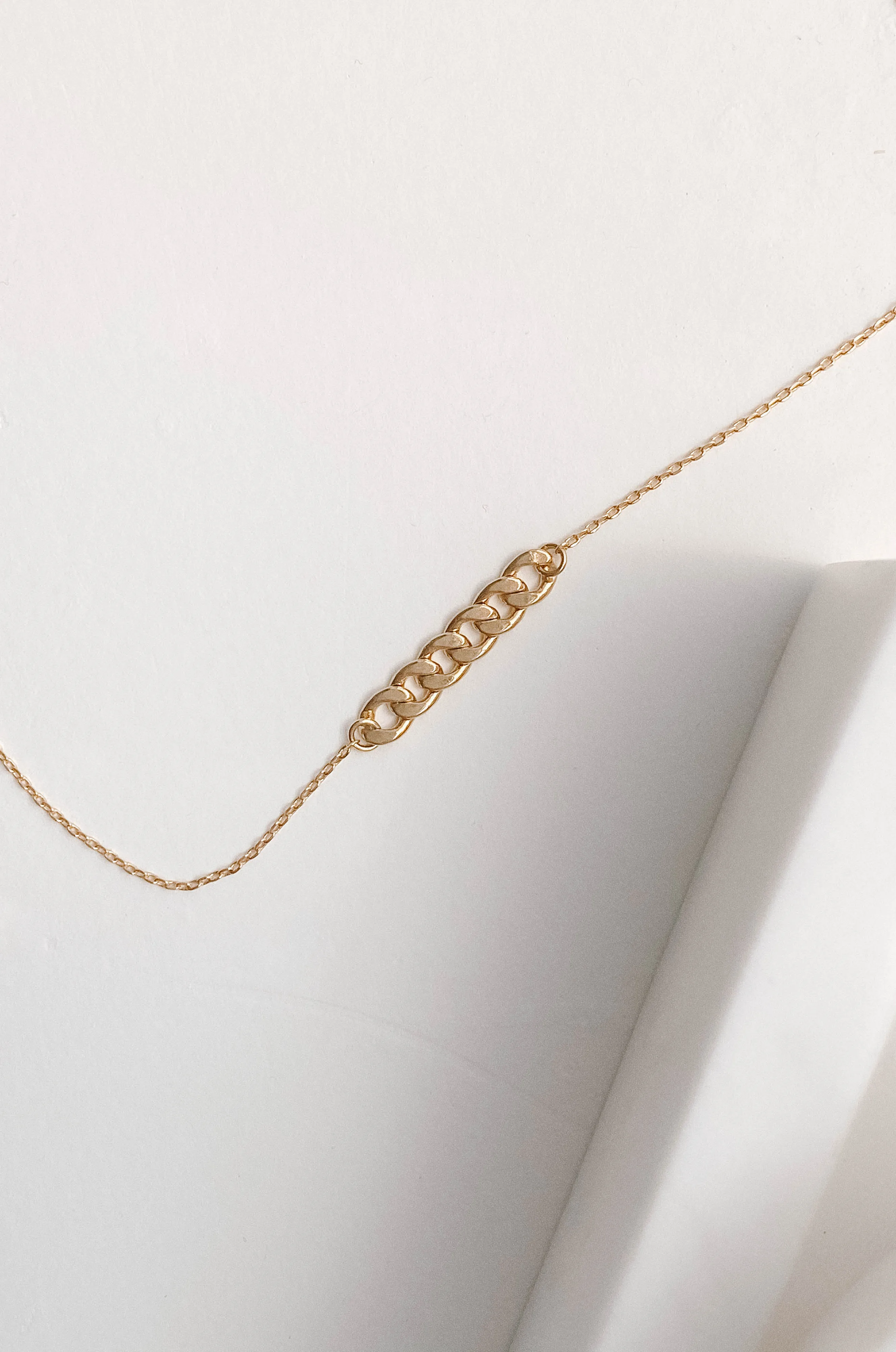 14K Gold Curb Chain Charm Necklace