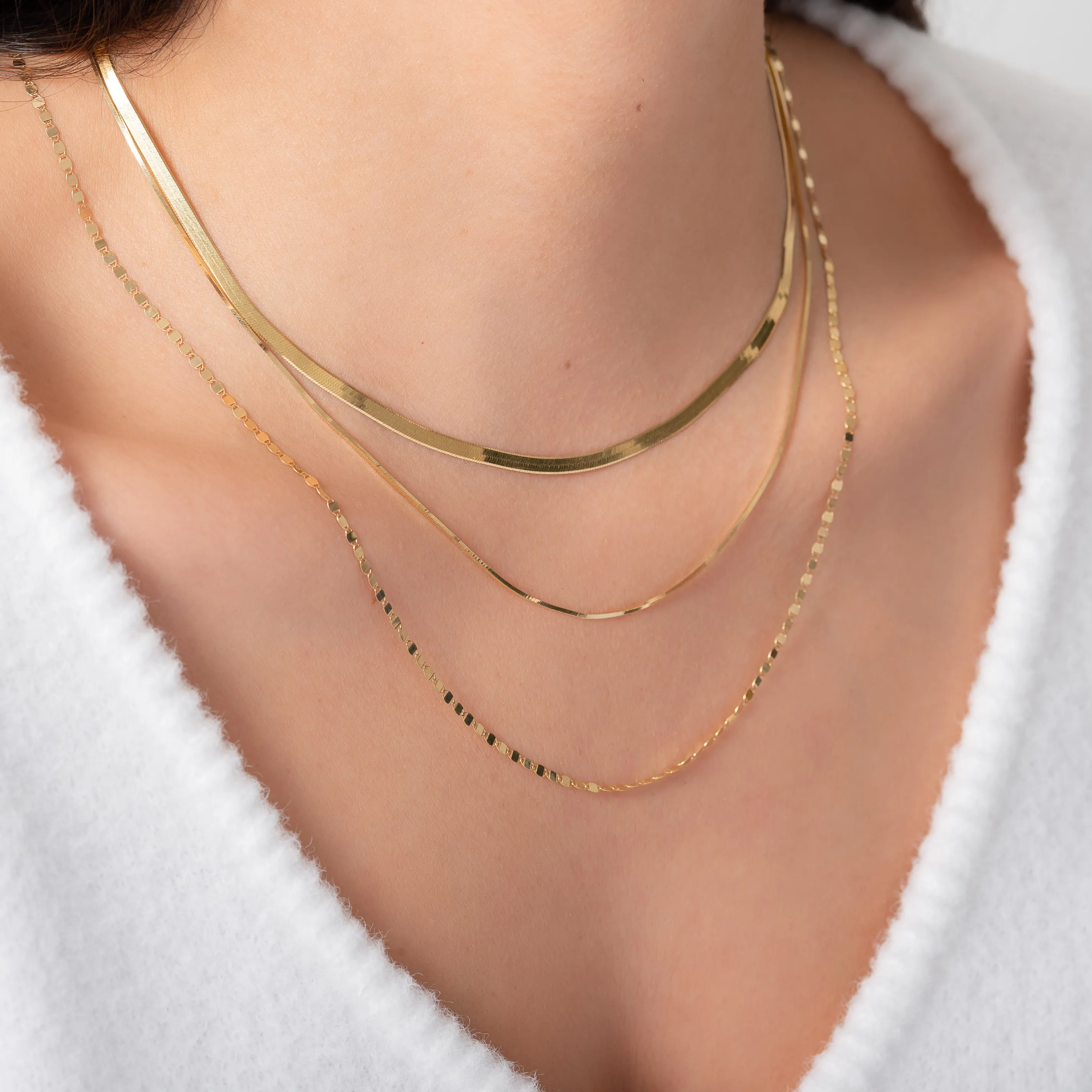14k Gold Herringbone Necklace