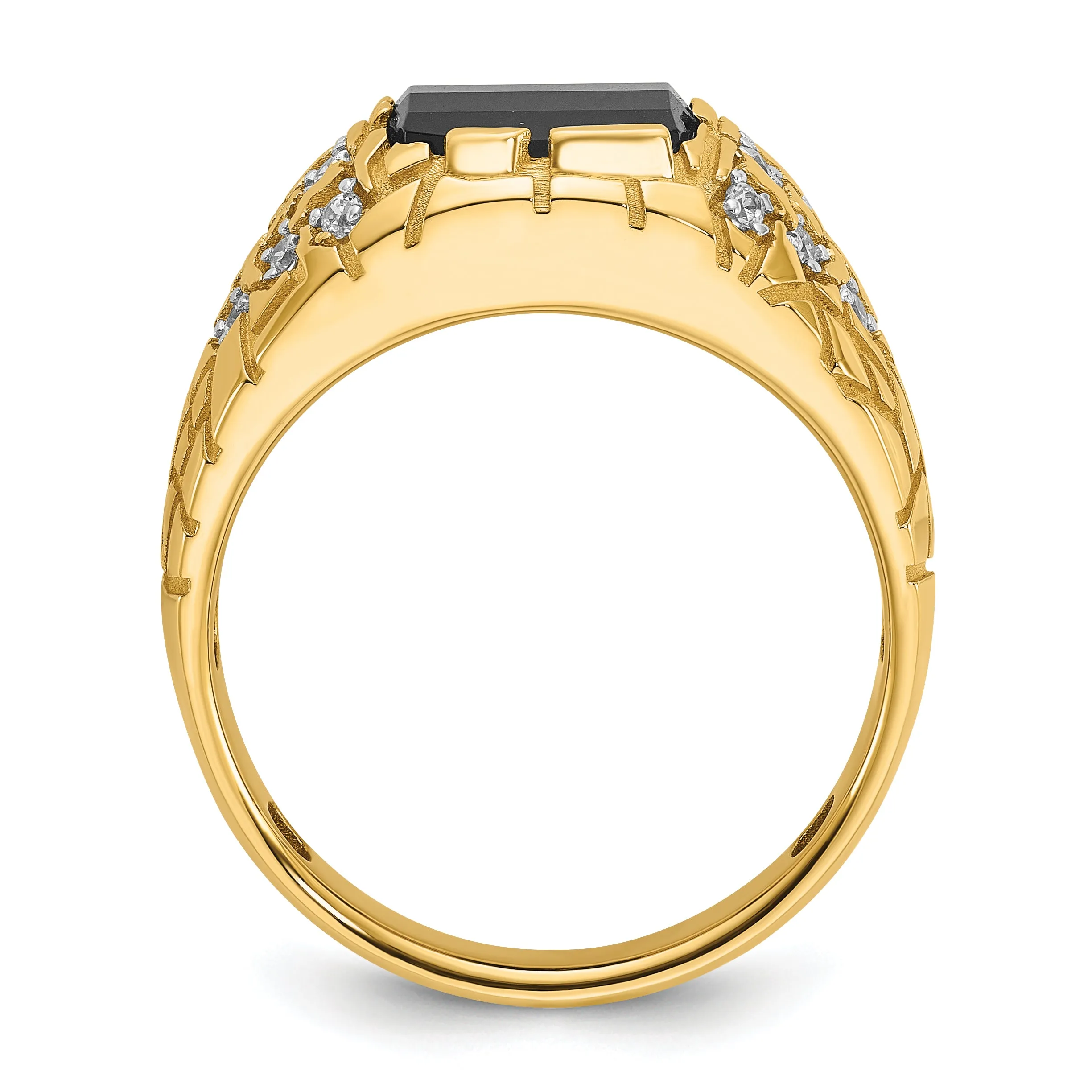 14k Men's Onyx and Lab Grown VS/SI FGH Dia Complete Nugget Ring