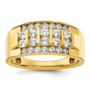 14k Men's Polished 4-Row 1 Carat Lab Grown VS/SI FGH Diamond Ring