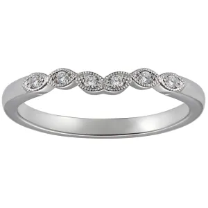 1.7mm Slim Diamond Curved Wedding Ring in Platinum