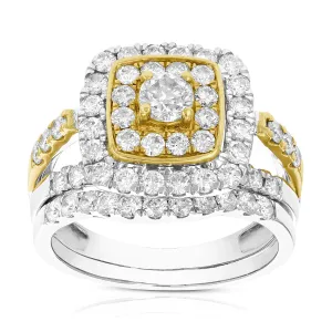 1.87 cttw Diamond Wedding Rings in Tow Tone Gold