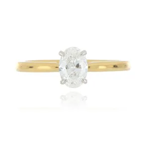 18ct Yellow Gold 0.70ct Oval Cut Diamond Solitaire Ring