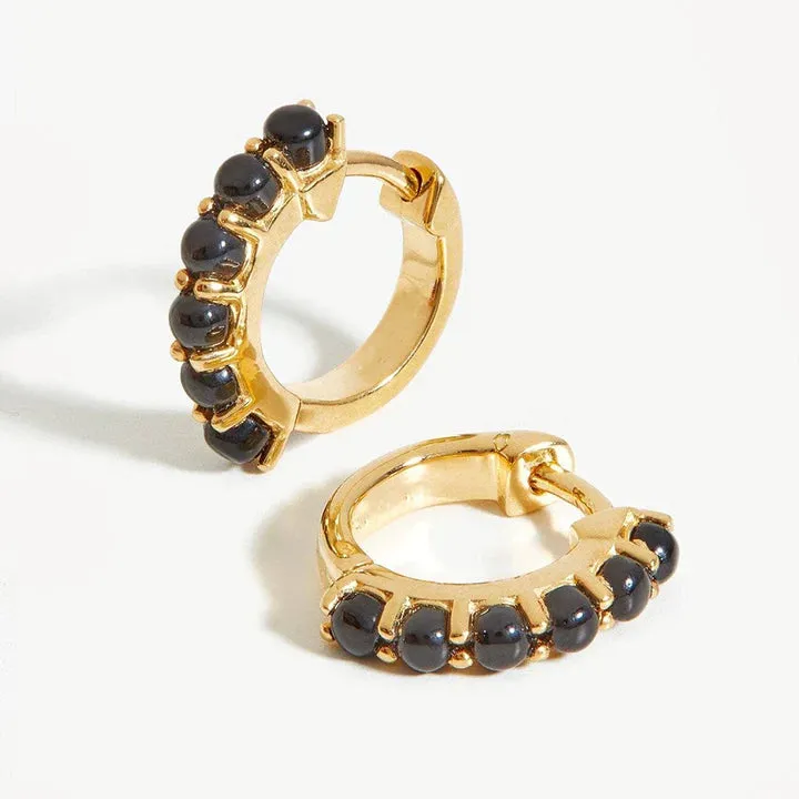 18k/925 Vermeil Black Onyx Huggies