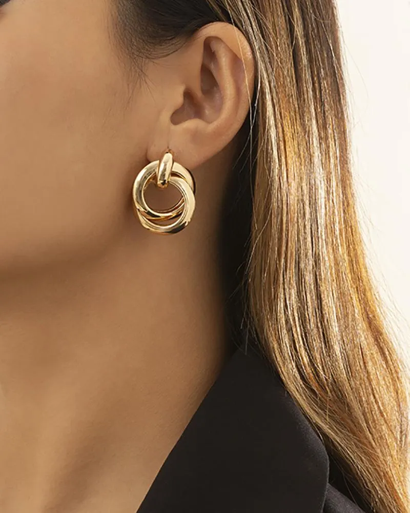 1pair Cross Round Shaped Hoop Earrings