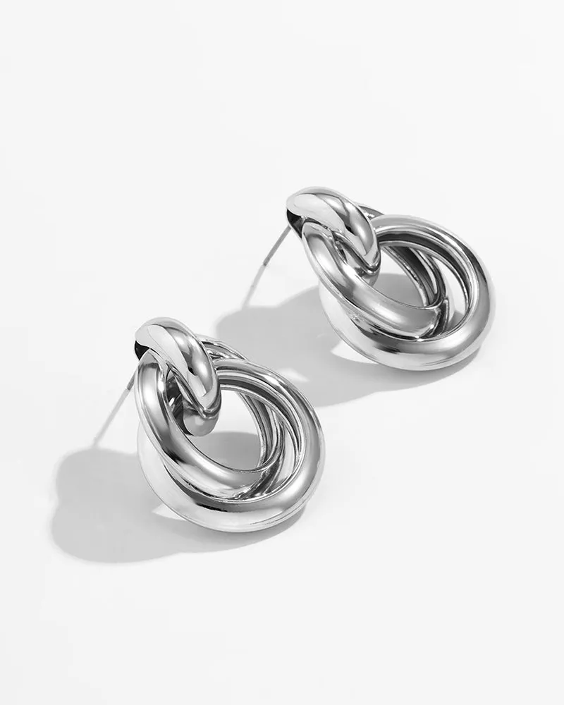 1pair Cross Round Shaped Hoop Earrings
