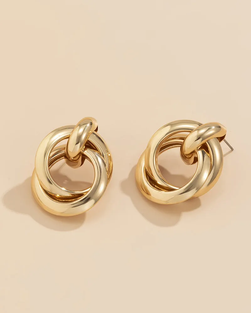 1pair Cross Round Shaped Hoop Earrings