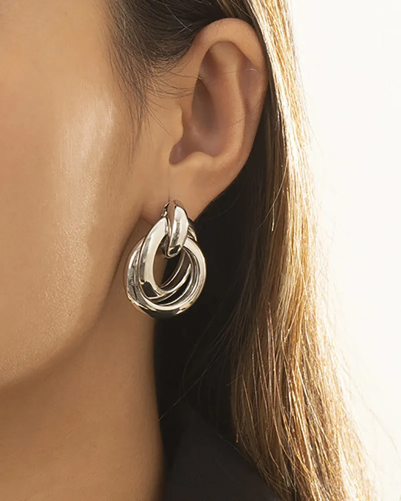 1pair Cross Round Shaped Hoop Earrings