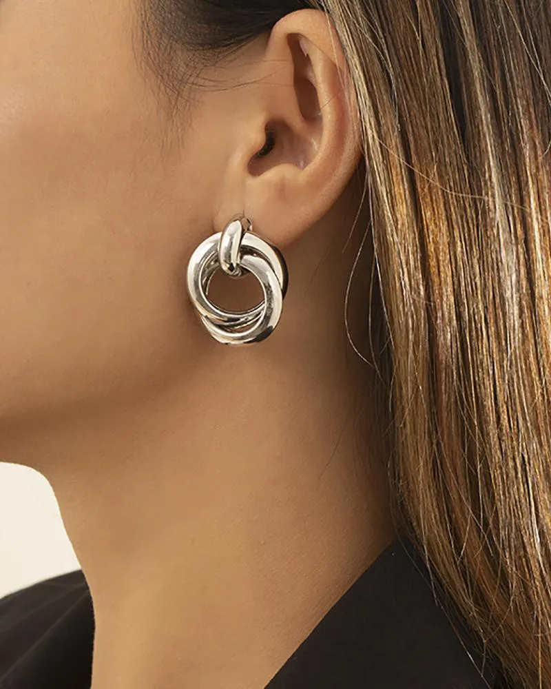 1pair Cross Round Shaped Hoop Earrings