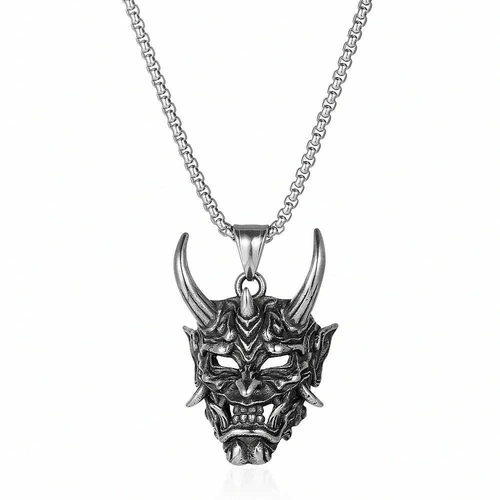 2023 Punk Devil Skull Necklaces For Men Women Goth Retro Demon Mask Pendant Titanium Steel Necklace Cool New Party Jewelry Gift