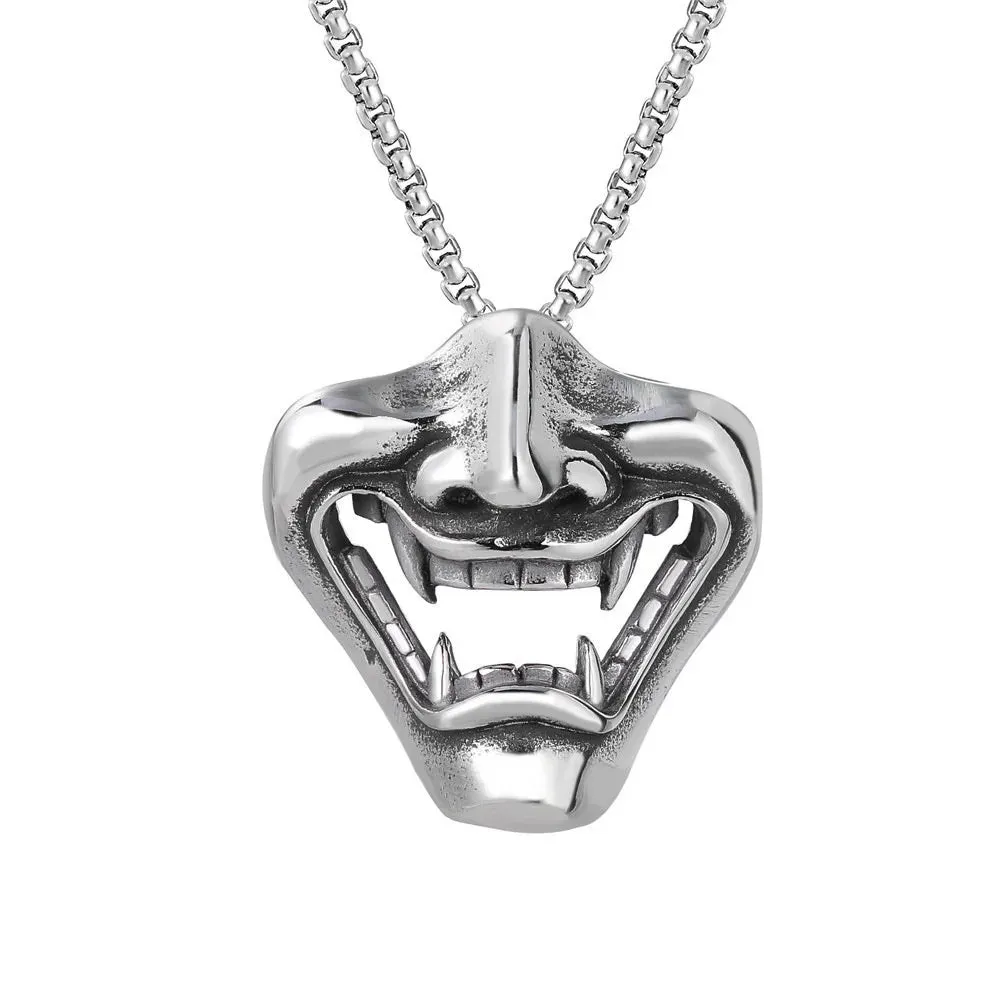 2023 Punk Devil Skull Necklaces For Men Women Goth Retro Demon Mask Pendant Titanium Steel Necklace Cool New Party Jewelry Gift