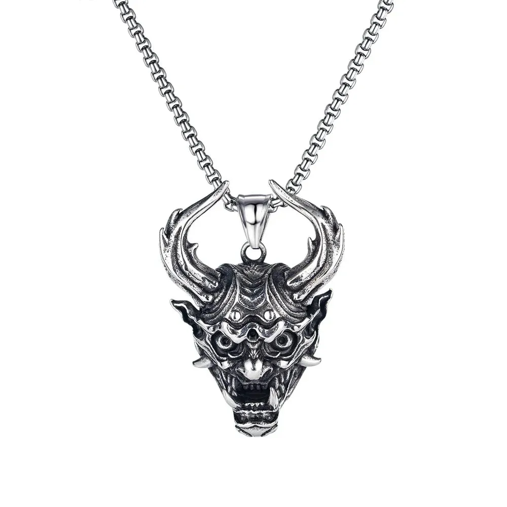 2023 Punk Devil Skull Necklaces For Men Women Goth Retro Demon Mask Pendant Titanium Steel Necklace Cool New Party Jewelry Gift
