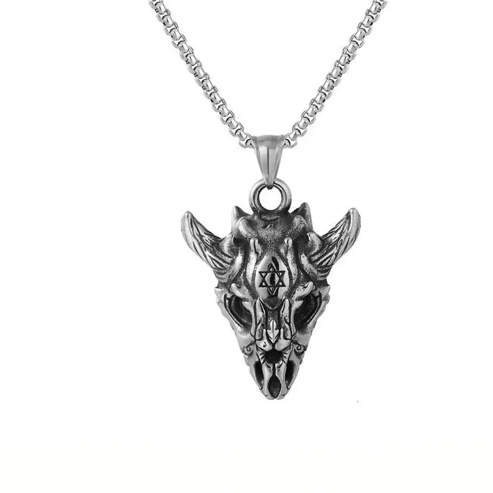 2023 Punk Devil Skull Necklaces For Men Women Goth Retro Demon Mask Pendant Titanium Steel Necklace Cool New Party Jewelry Gift