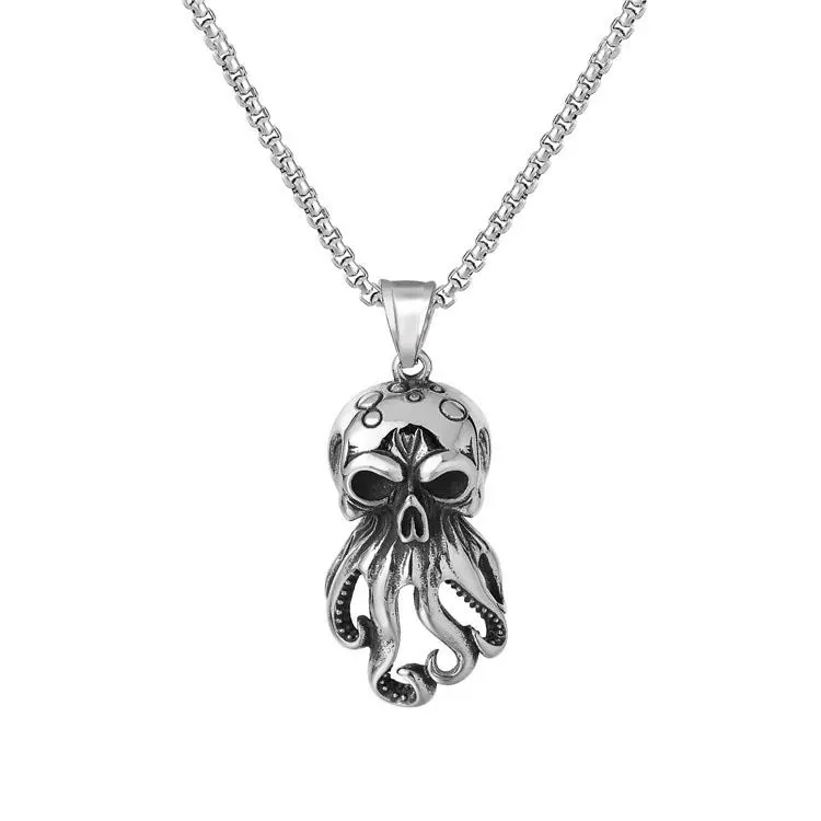 2023 Punk Devil Skull Necklaces For Men Women Goth Retro Demon Mask Pendant Titanium Steel Necklace Cool New Party Jewelry Gift