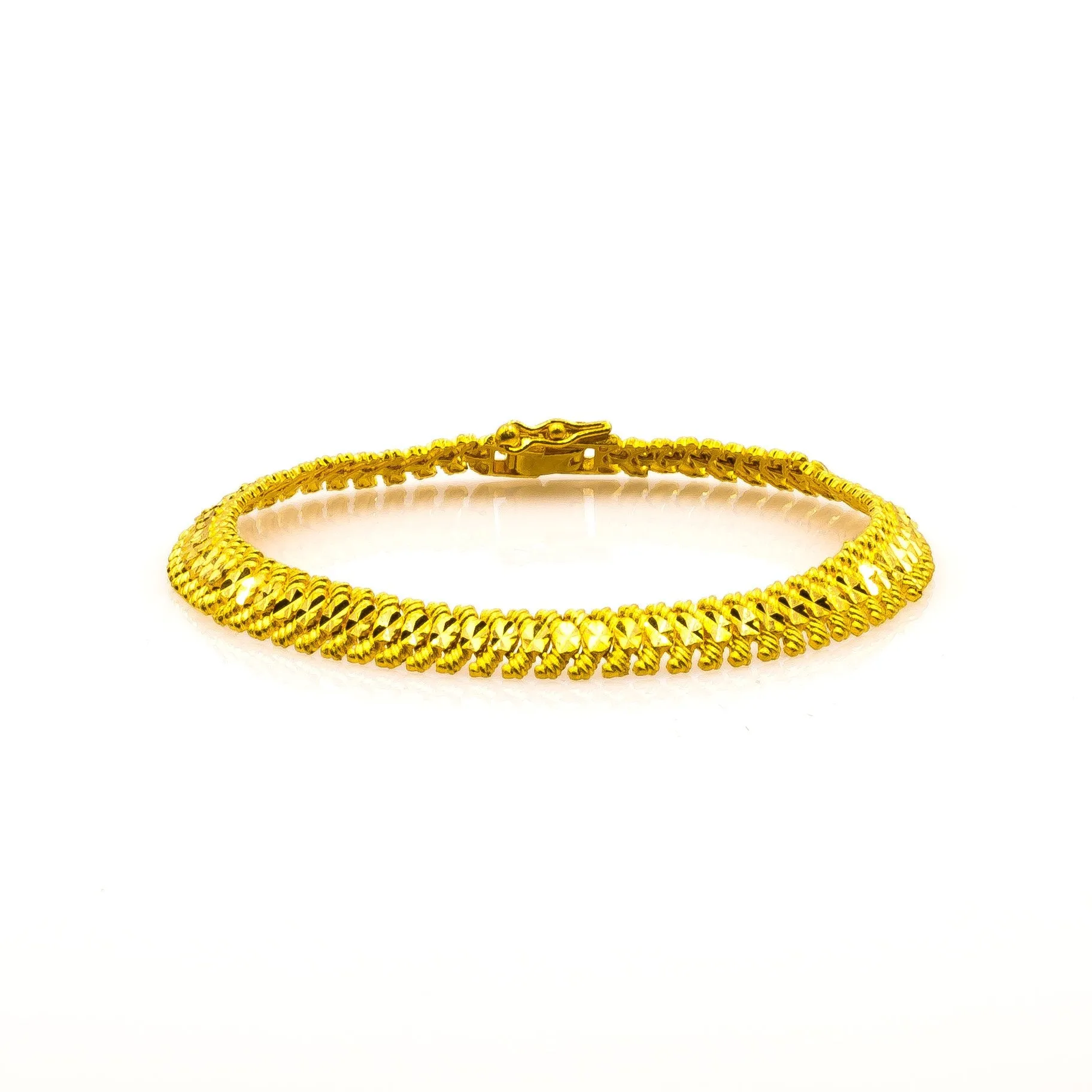 22K Yellow Gold Men's Bracelet W/ Artisanal Fishtail Link