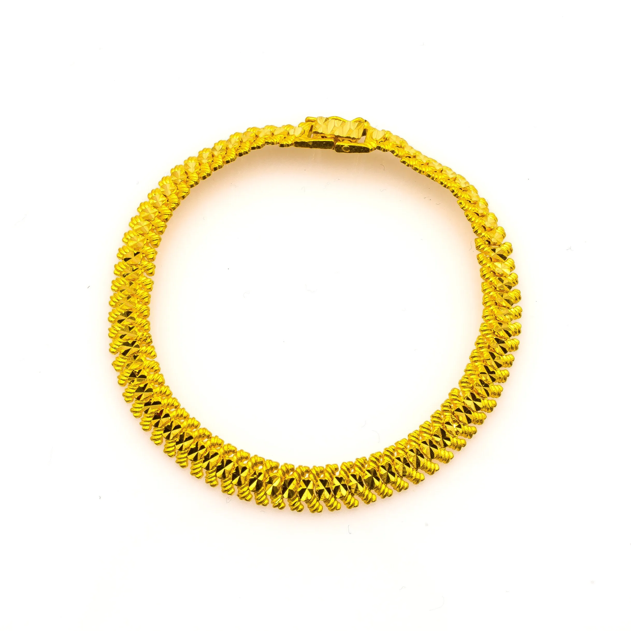 22K Yellow Gold Men's Bracelet W/ Artisanal Fishtail Link
