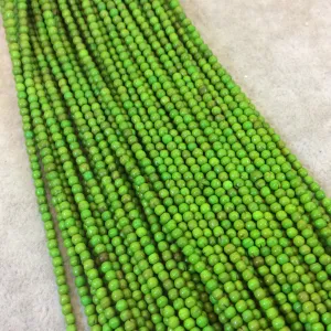 2mm Dyed Bright Green Howlite Smooth Round/Ball Shaped Beads - Sold by 15.5" Strands (Approx. 185 Beads) - Natural Semi-Precious Gemstone
