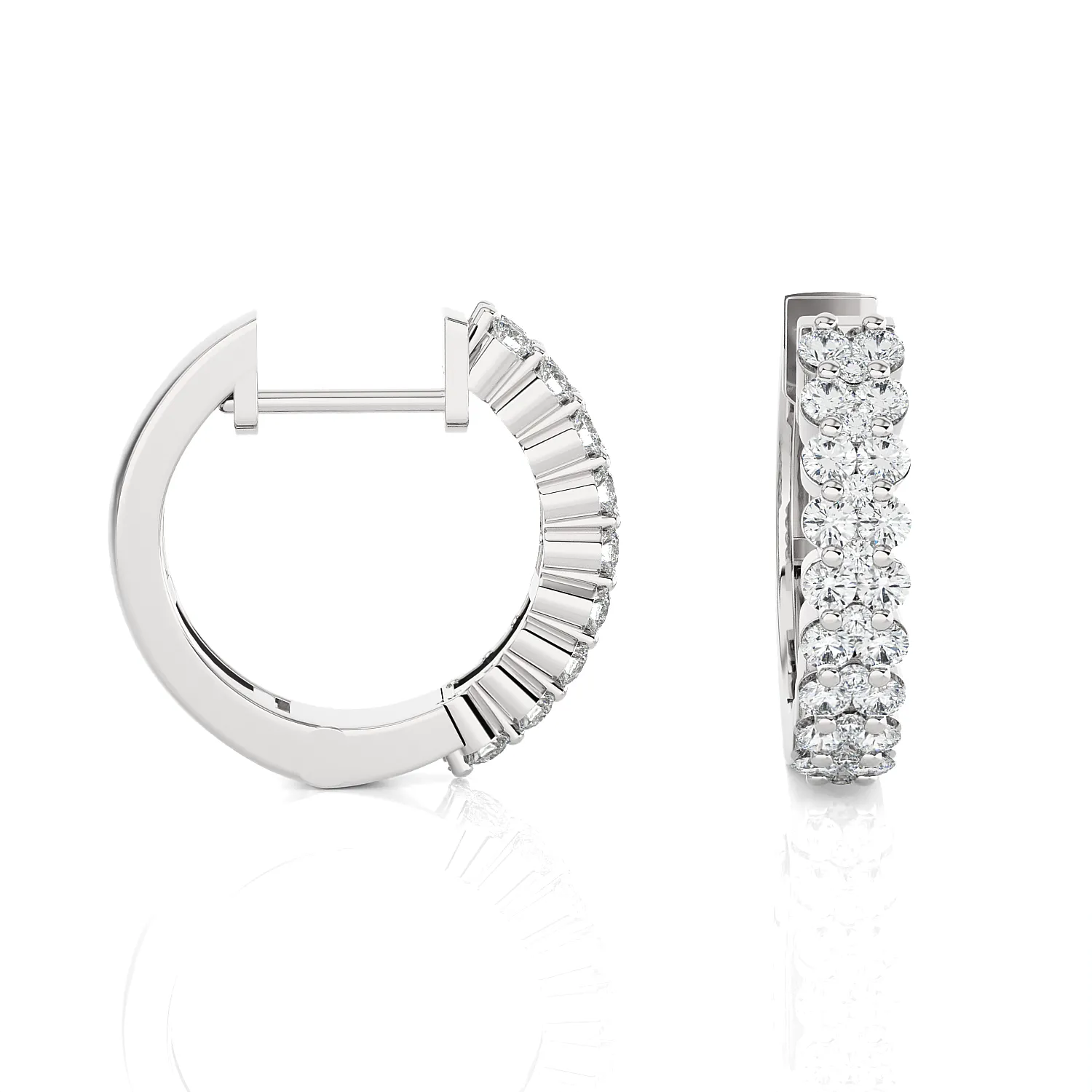 3/4 ctw Round Lab Grown Diamond Huggie Hoop Earrings