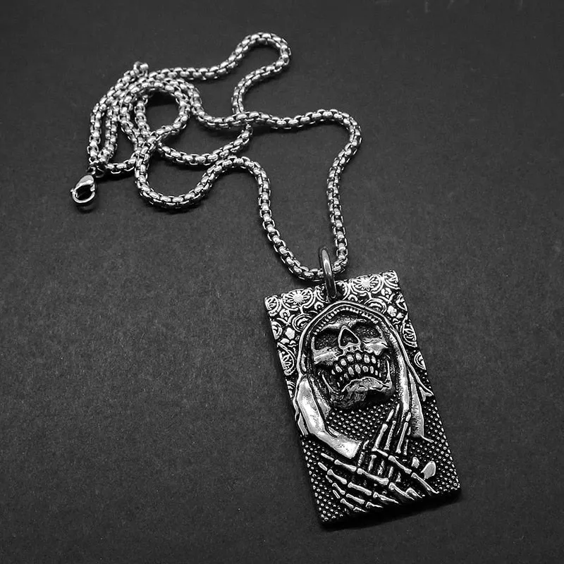 3D Skull Dog Tag Pendant Necklaces