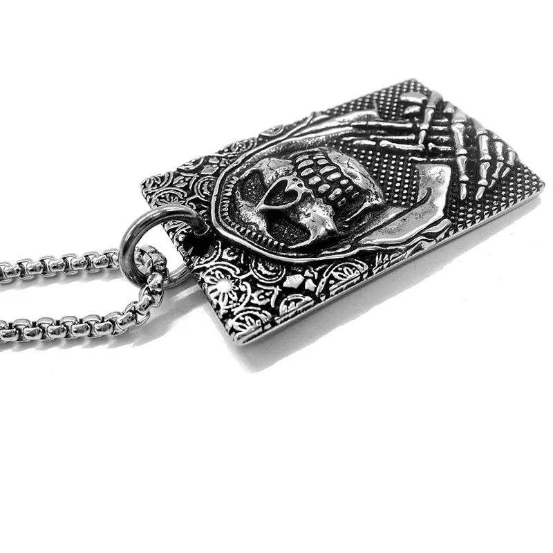 3D Skull Dog Tag Pendant Necklaces