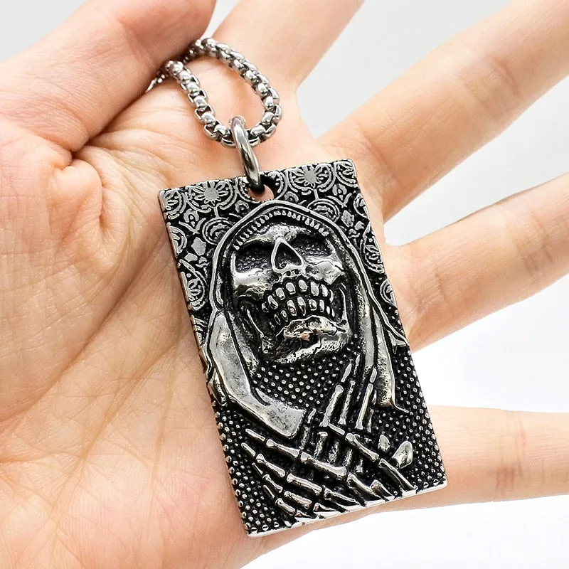 3D Skull Dog Tag Pendant Necklaces