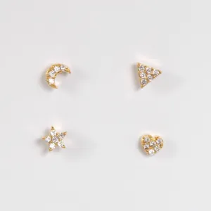 4 Little Sparkly Studs Set