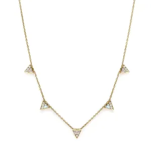 5 Small Pave Diamonds Triangles Necklace ♥