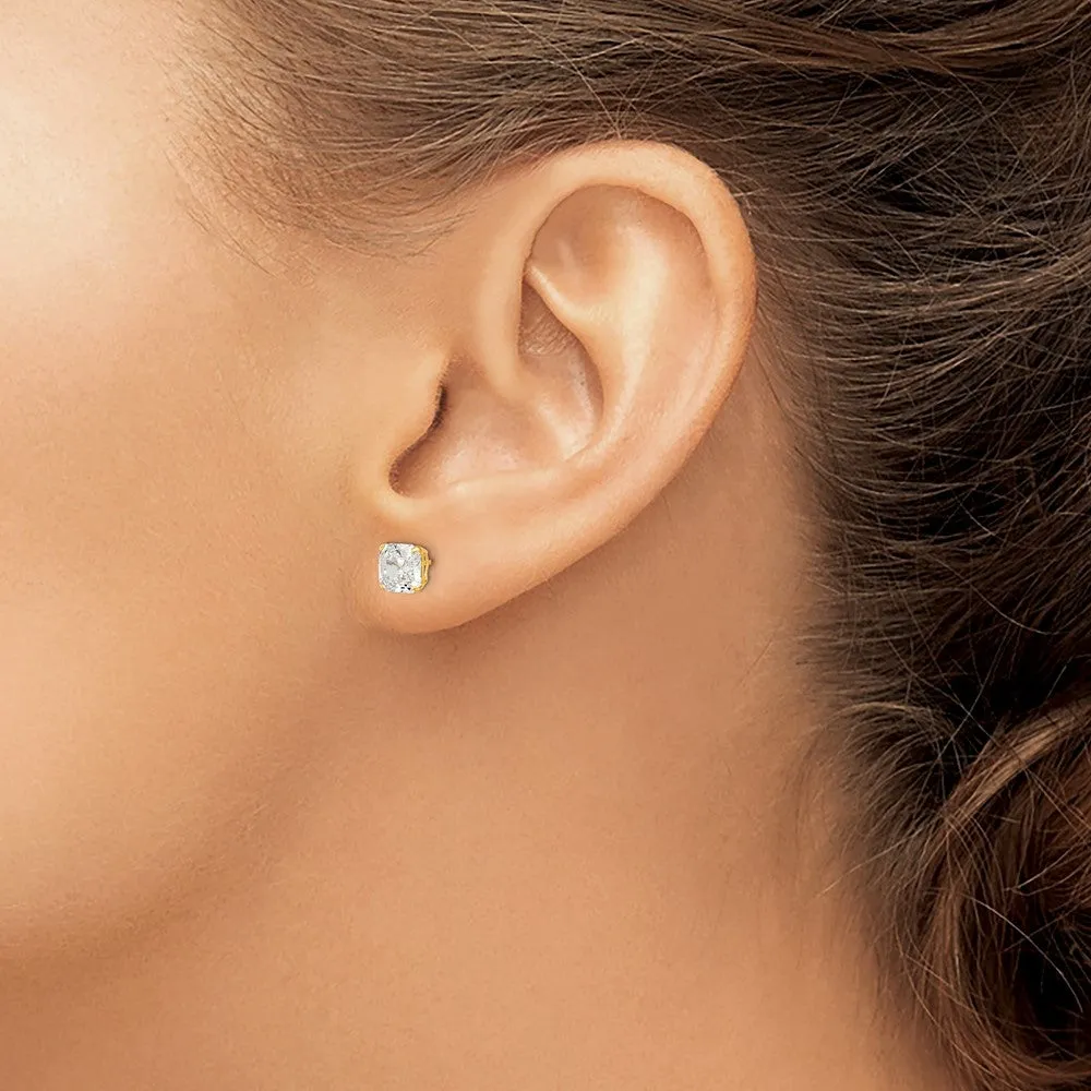 6MM Ascher Cubic Zirconia Stud Earrings in 14KT Yellow Gold