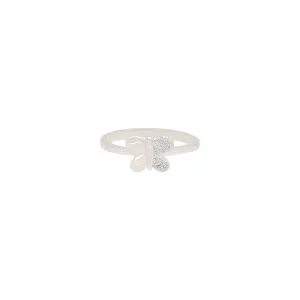 925 Sterling Silver Rhodium Plated Single Wing Stoned Ring
