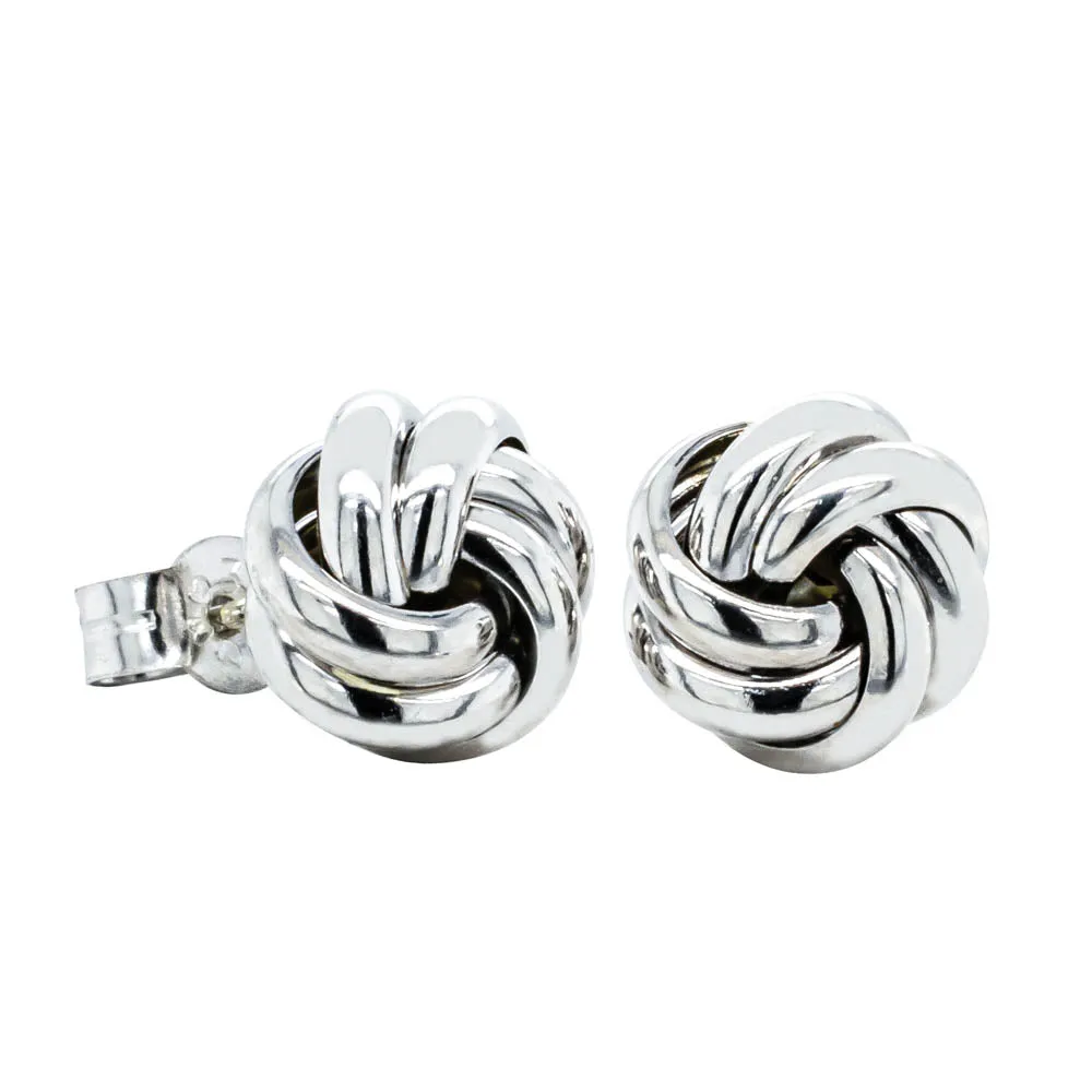 9ct White Gold Knot Studs