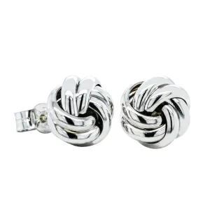 9ct White Gold Knot Studs