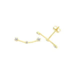 9ct Yellow Gold Zirconia Curved Bar Studs ES693
