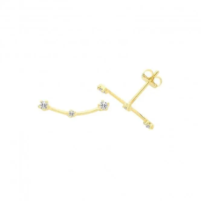 9ct Yellow Gold Zirconia Curved Bar Studs ES693