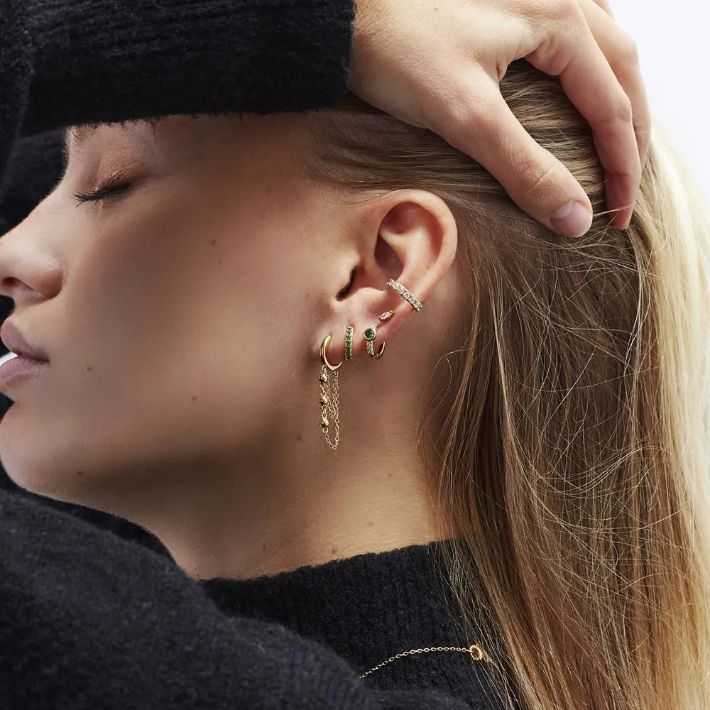 Achara Ball And Chain Drop Huggie Hoop Earrings