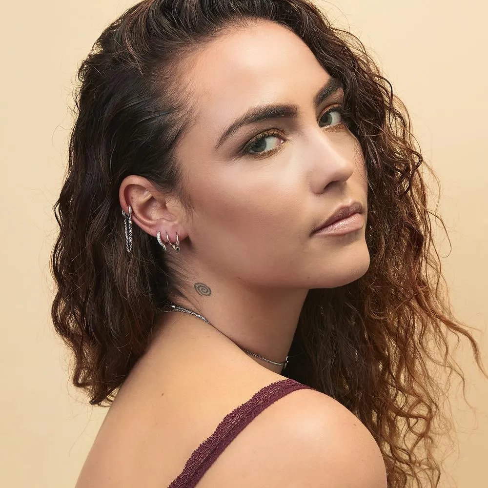 Achara Ball And Chain Drop Huggie Hoop Earrings
