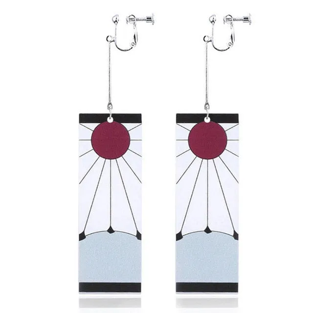 Anime Acrylic Drop Earrings Demon Slayer Kimetsu no Yaiba Blade of Ghost Earings For Women Men Cosplay Jewelry Accessories Gift
