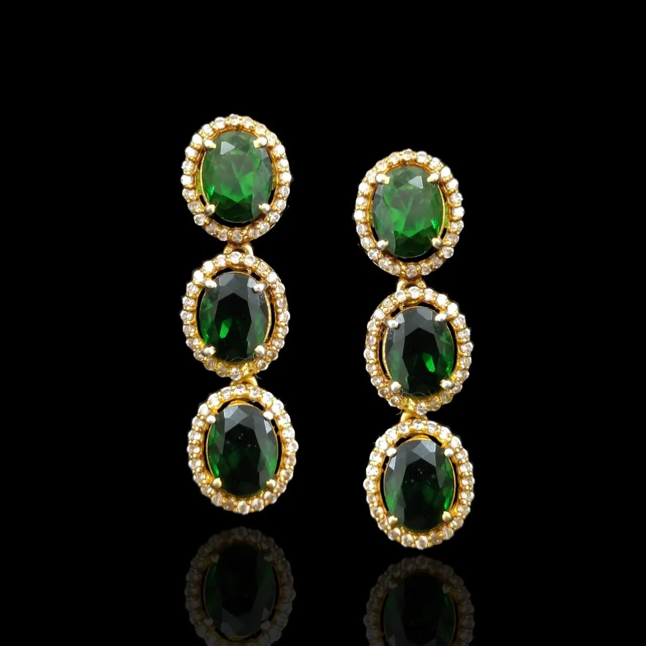 Antique Emerald Oval Studs