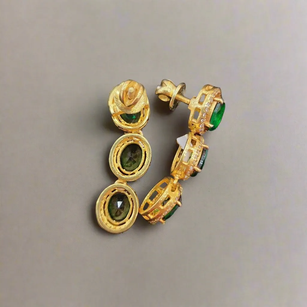 Antique Emerald Oval Studs