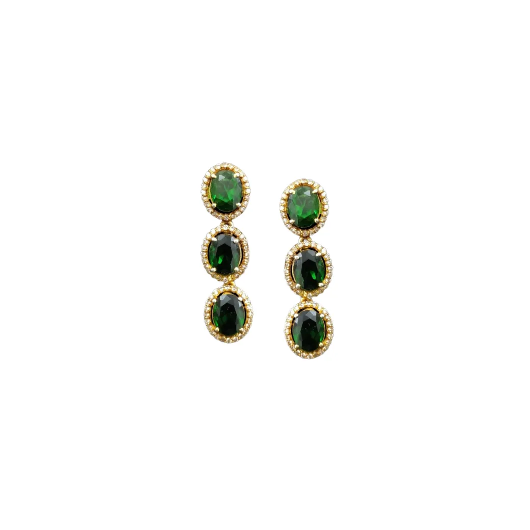 Antique Emerald Oval Studs
