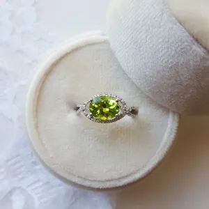 Arizona Peridot Gold Jewelry East West Halo Ring