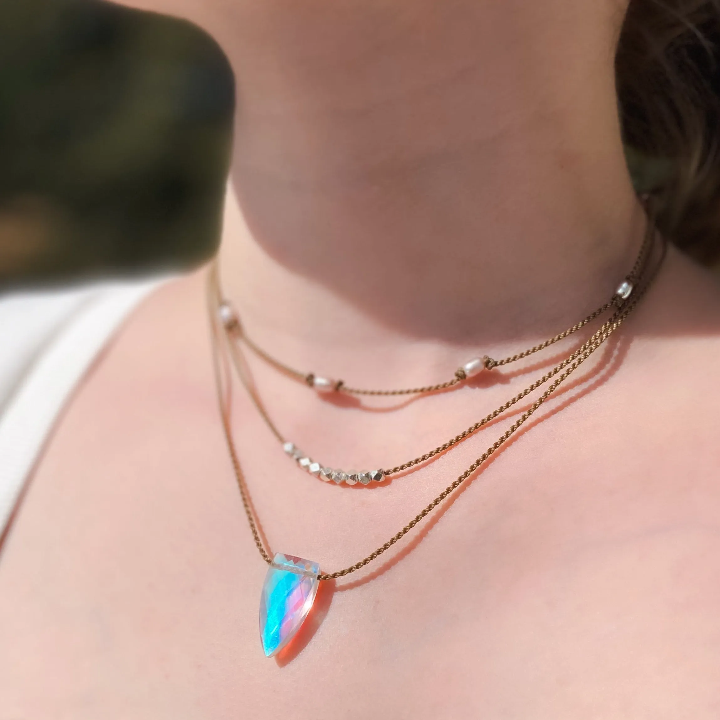 Aurora Quartz Pyramid Necklace