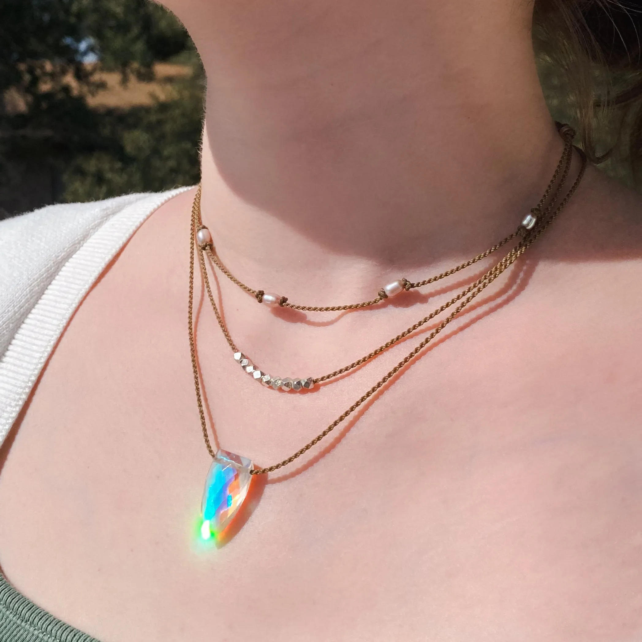 Aurora Quartz Pyramid Necklace