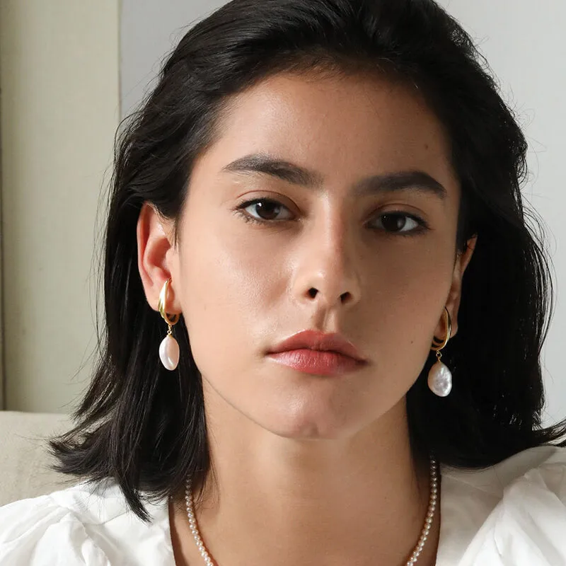 Baroque Pearl Non Piercing Dangle Earrings