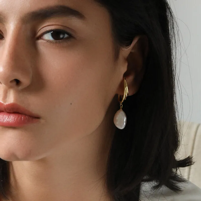 Baroque Pearl Non Piercing Dangle Earrings