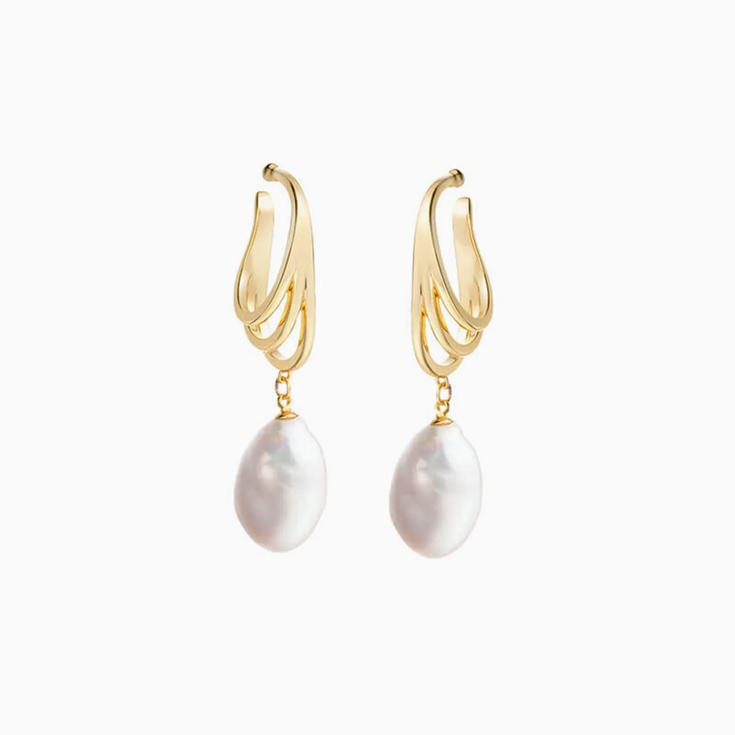 Baroque Pearl Non Piercing Dangle Earrings